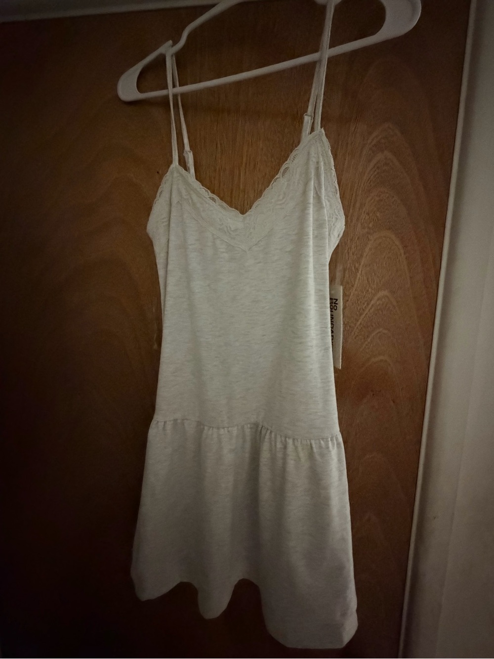 No Boundaries Cream Lace-Trim Midi Slip Dress with Spaghetti Straps